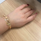 Bellux 925 Silver Synthetic Zircon Bracelet Gold Hollow Tennis Racket Unique Cute Bangle