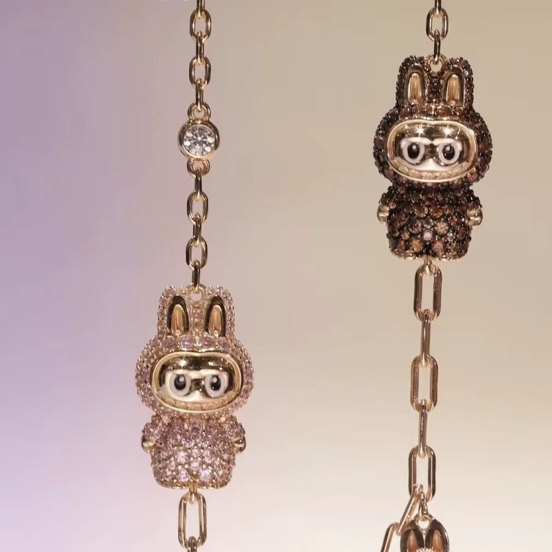 BELLUX New Design Pendant Chain 925 Silver Synthetic Zircon Chestnut Brown Rabbit Full Diamond Fashion Necklace