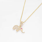 14K Solid Gold Cubic Zircon CZ Charms Necklace Animal Good Luck Elephant Pendant for Women with 925 Silver Link Chain