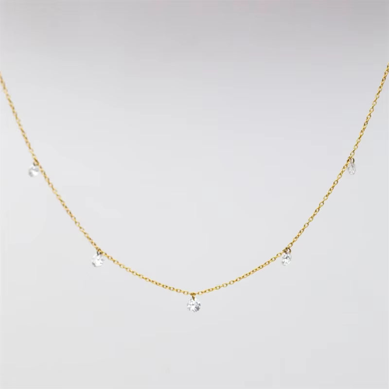 Real 14K Gold Filled Zircon Necklace Dainty Gold Choker Handmade Pendants Tarnish Resistant Necklace Boho Jewelry for Women