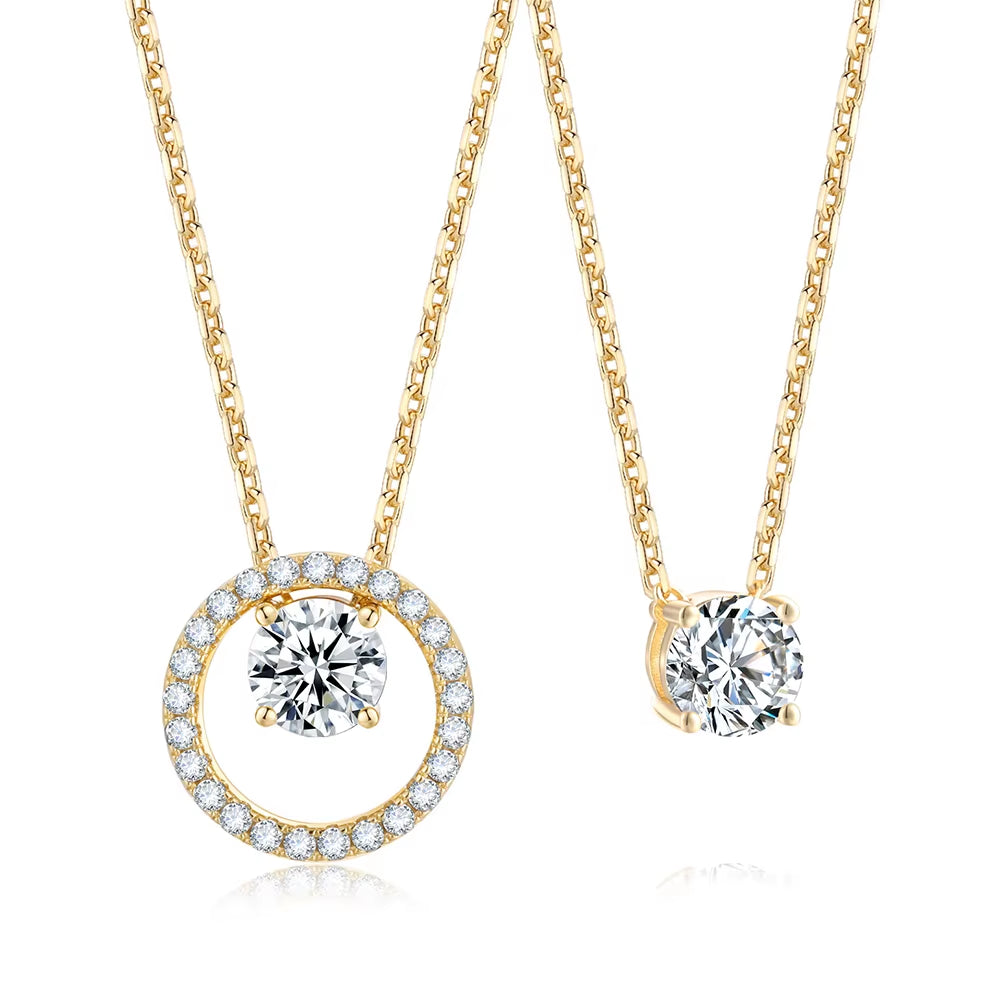 1Ct Moissanite Necklace Detachable Designs Diamond Necklaces Gift for Ladies' Birthday Anniversary Engagement Fine Jewelry