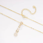 Popular Luxury Cubic Zirconia CZ 14K Solid Yellow Gold Drop Pendant Necklace for Women with 925 Silver Chain for Gift