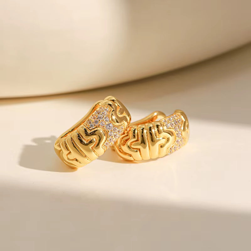 Bellux Italian Style Light Luxury Jewelry 925 Sterling Silver Gold Color Vintage Earrings for Women