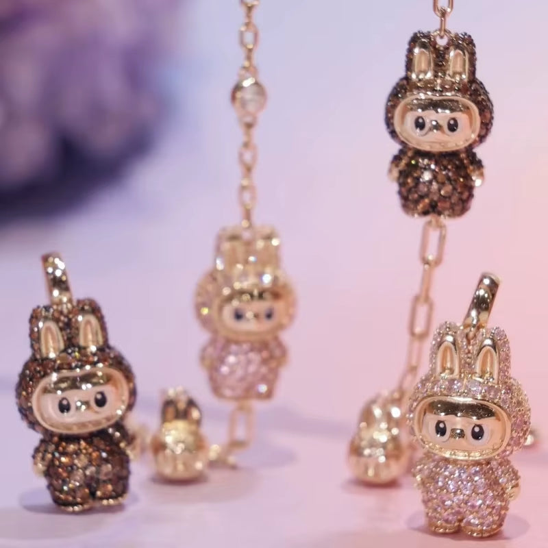 BELLUX New Design Pendant Chain 925 Silver Synthetic Zircon Chestnut Brown Rabbit Full Diamond Fashion Necklace