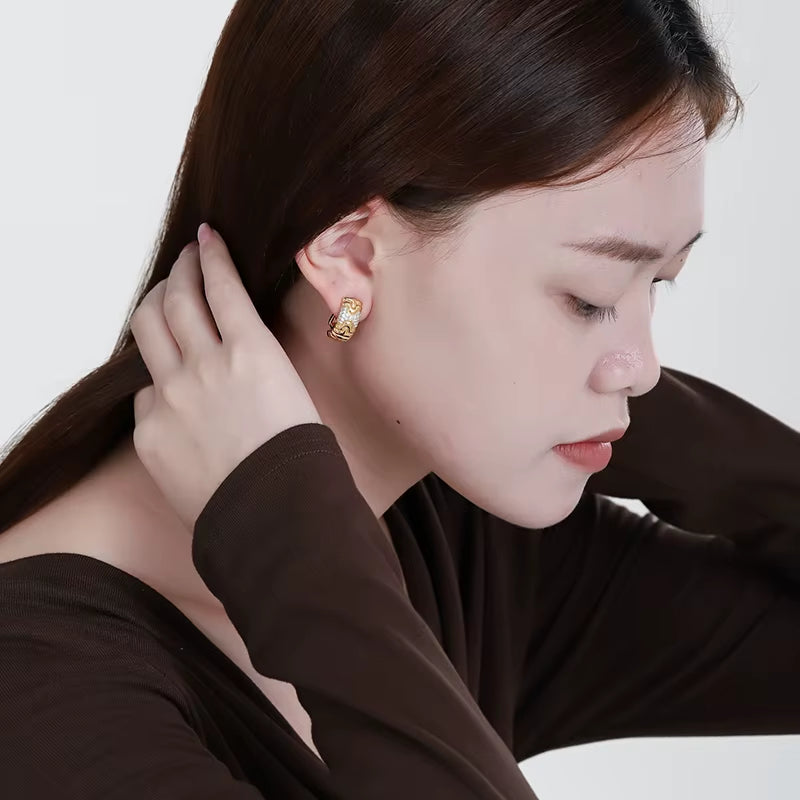 Bellux Italian Style Light Luxury Jewelry 925 Sterling Silver Gold Color Vintage Earrings for Women