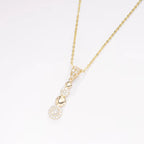 Popular Luxury Cubic Zirconia CZ 14K Solid Yellow Gold Drop Pendant Necklace for Women with 925 Silver Chain for Gift