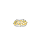 Bellux 925 Silver Synthetic Zircon Golden Brushed Diamond Star Temperament Rings for Women