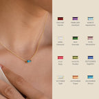 Dainty Baguette Birthstone CZ Charm Necklace