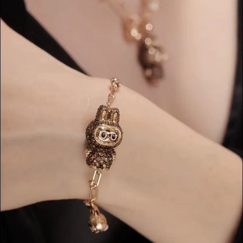 BELLUX New Design Pendant Chain 925 Silver Synthetic Zircon Chestnut Brown Rabbit Full Diamond Fashion Necklace