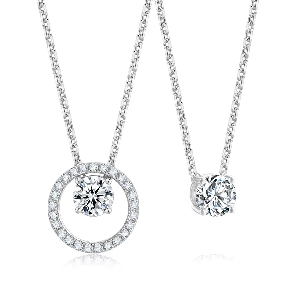 1Ct Moissanite Necklace Detachable Designs Diamond Necklaces Gift for Ladies' Birthday Anniversary Engagement Fine Jewelry