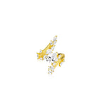 BELLUX 925 Sterling Silver Plated Gold Ring with Synthetic Zircon Gemstones Exquisite Leaf Branch Design Ring