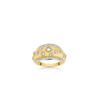 Bellux 925 Silver Synthetic Zircon Golden Brushed Diamond Star Temperament Rings for Women