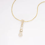 Popular Luxury Cubic Zirconia CZ 14K Solid Yellow Gold Drop Pendant Necklace for Women with 925 Silver Chain for Gift