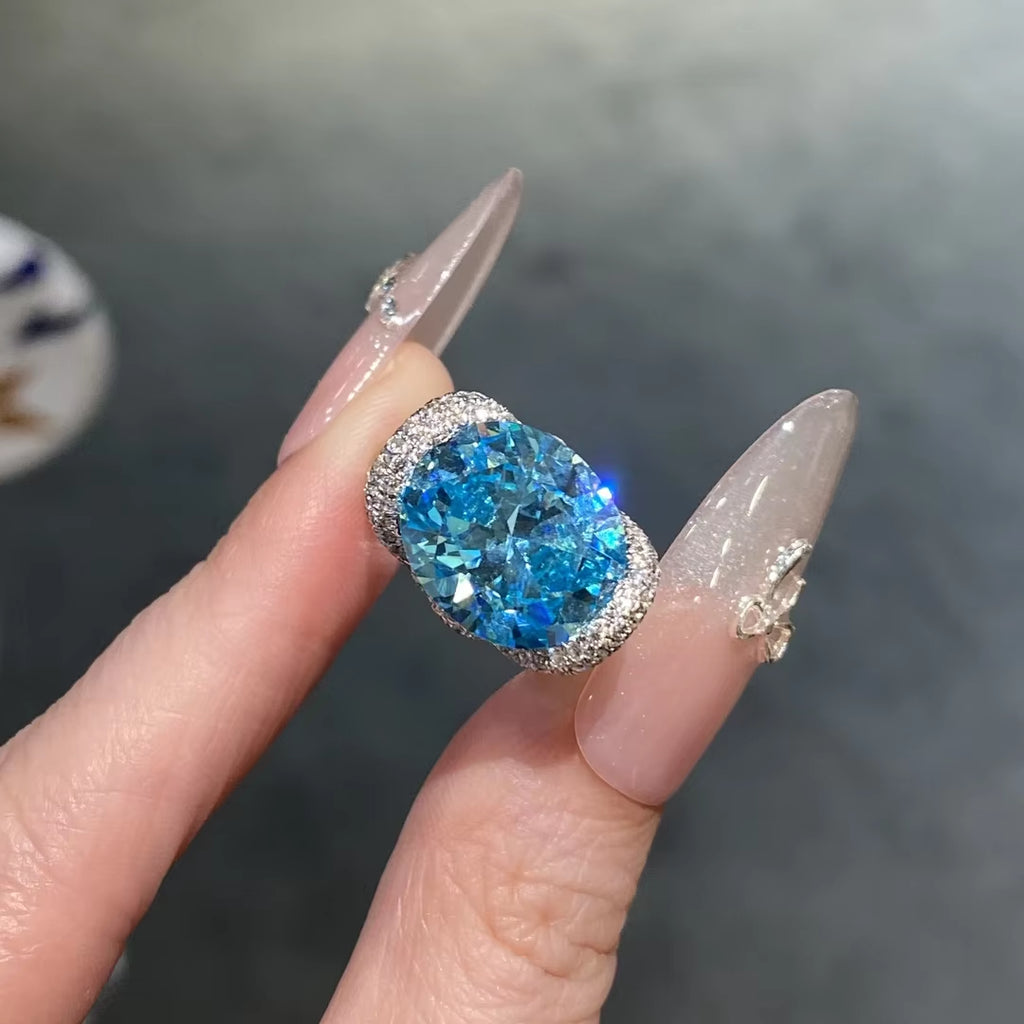 BELLUX 925 Silver Gold Plated Synthetic Zircon Ring Fine Jewelry Sapphire Shining Luxury Fashion Ring