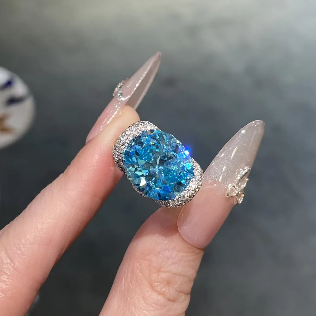 BELLUX 925 Silver Gold Plated Synthetic Zircon Ring Fine Jewelry Sapphire Shining Luxury Fashion Ring