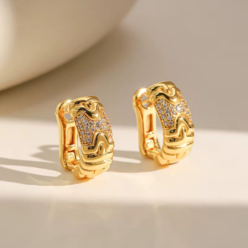 Bellux Italian Style Light Luxury Jewelry 925 Sterling Silver Gold Color Vintage Earrings for Women