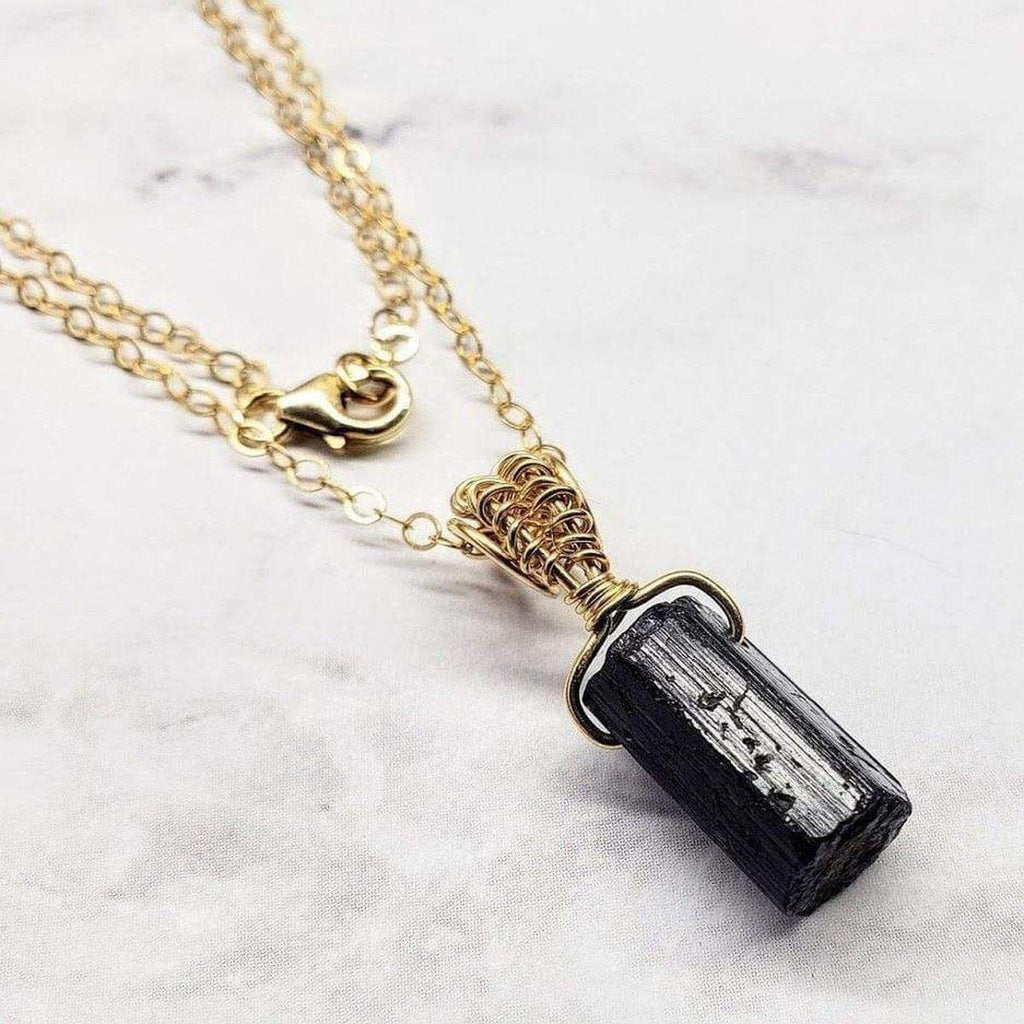 Raw Black Tourmaline Gemstone Necklace