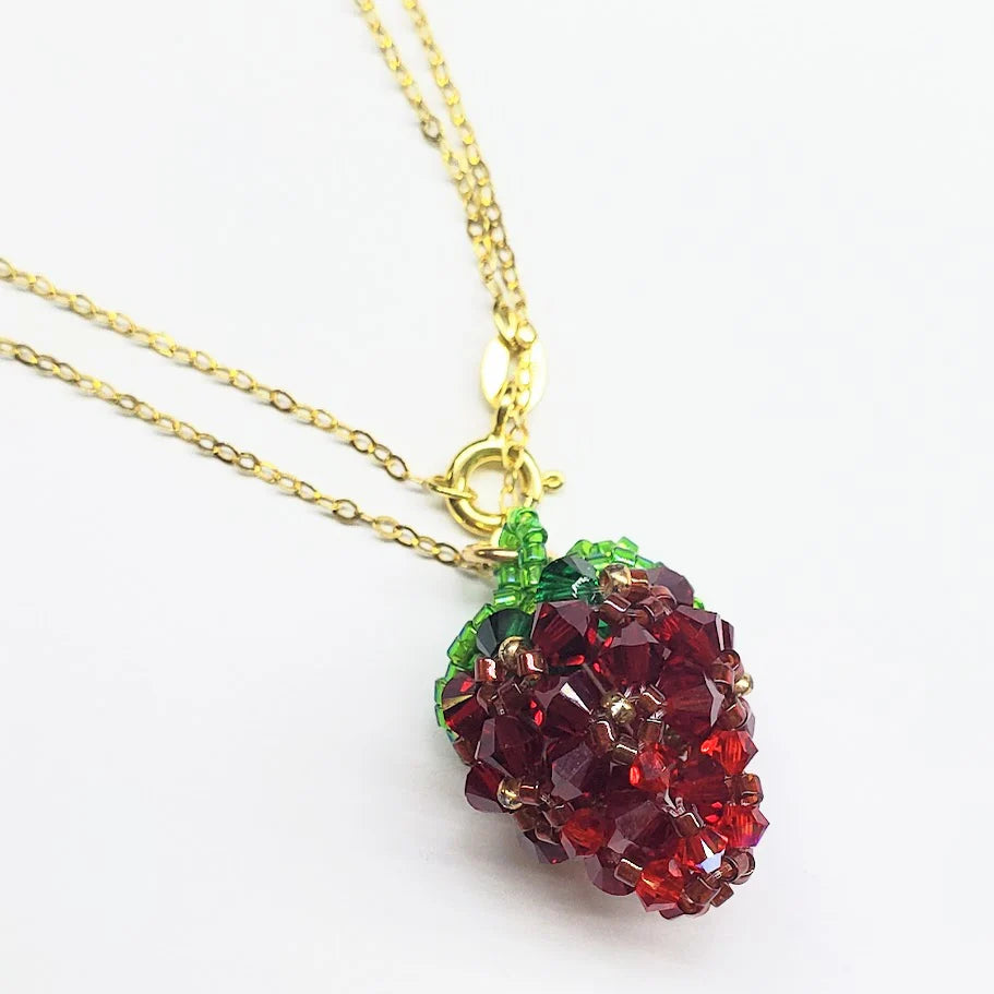 LIMITED EDITION 14 K Gold Filled Handmade Beaded Sparkly Swarovski Crystal Berry Necklaces