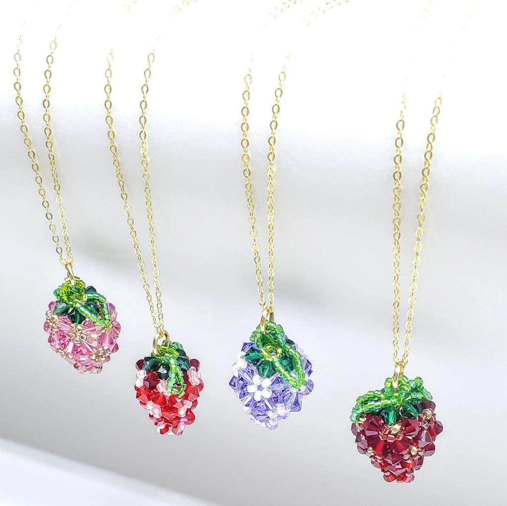 LIMITED EDITION 14 K Gold Filled Handmade Beaded Sparkly Swarovski Crystal Berry Necklaces