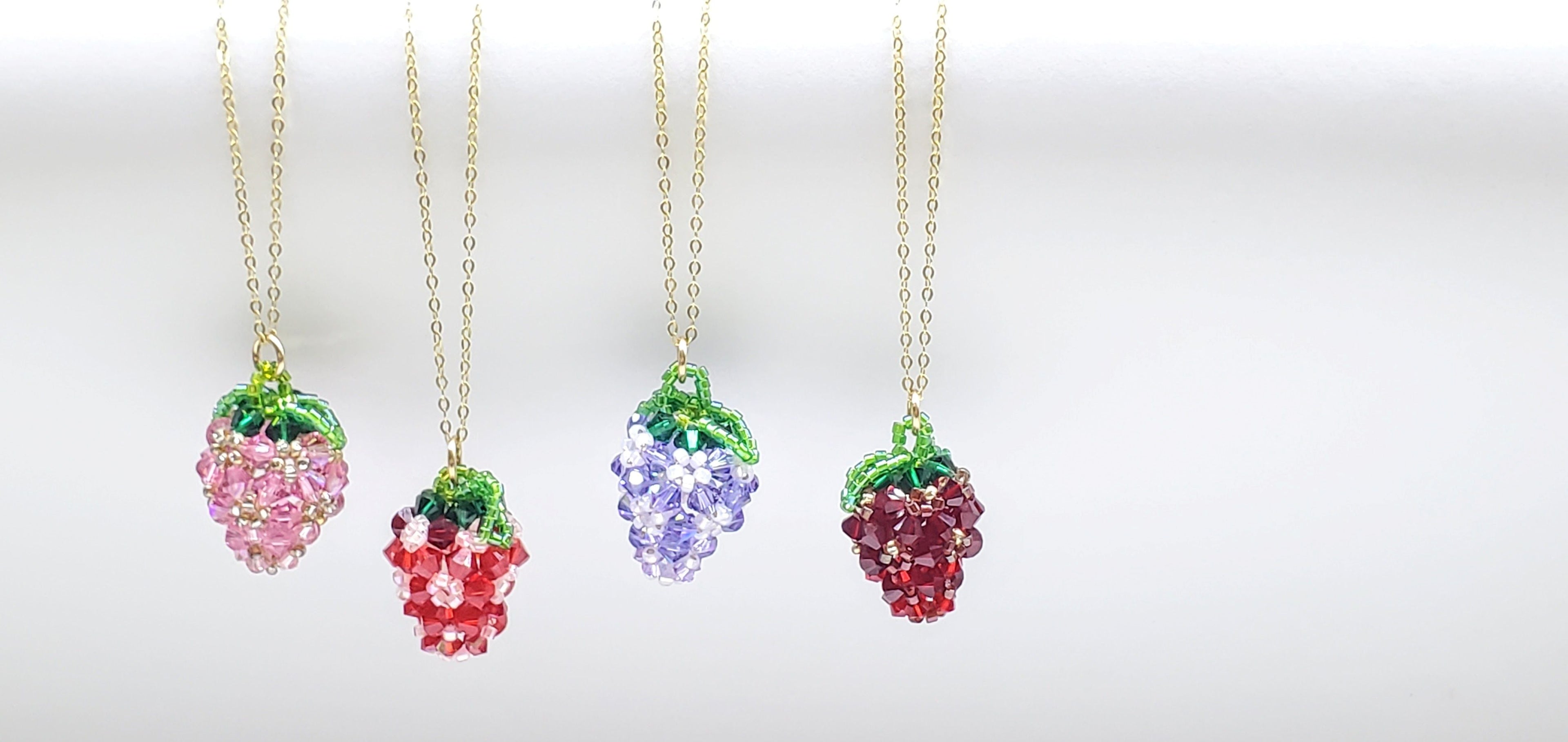 LIMITED EDITION 14 K Gold Filled Handmade Beaded Sparkly Swarovski Crystal Berry Necklaces