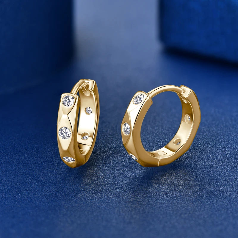 Fine Jewelry GRA Certified 100% 2.0Mm Moissanite 925 Sterling Silver Huggie Hoop Earrings for Women