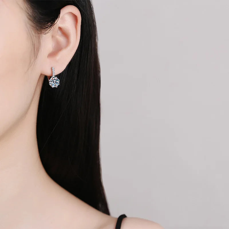 Luxury 925 Sterling Silver Earrings Set with 2 Carat VVSD Color Moissanite Earrings for Women Wedding Gift