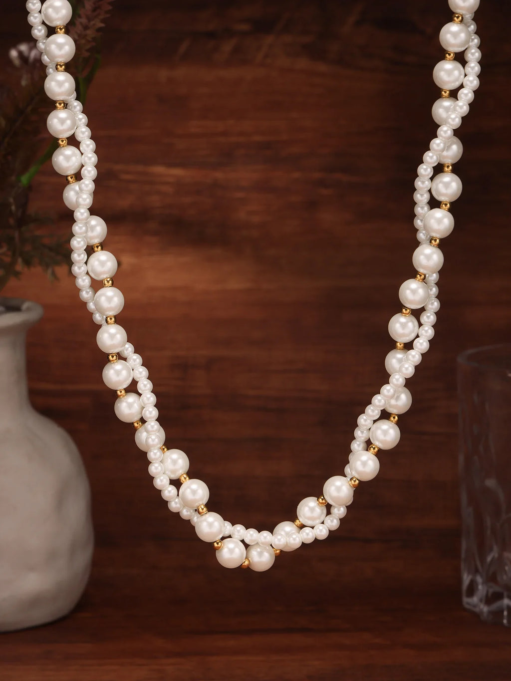 Soleil Set" 18K Gold-Plated Pearl Necklace & Bracelet