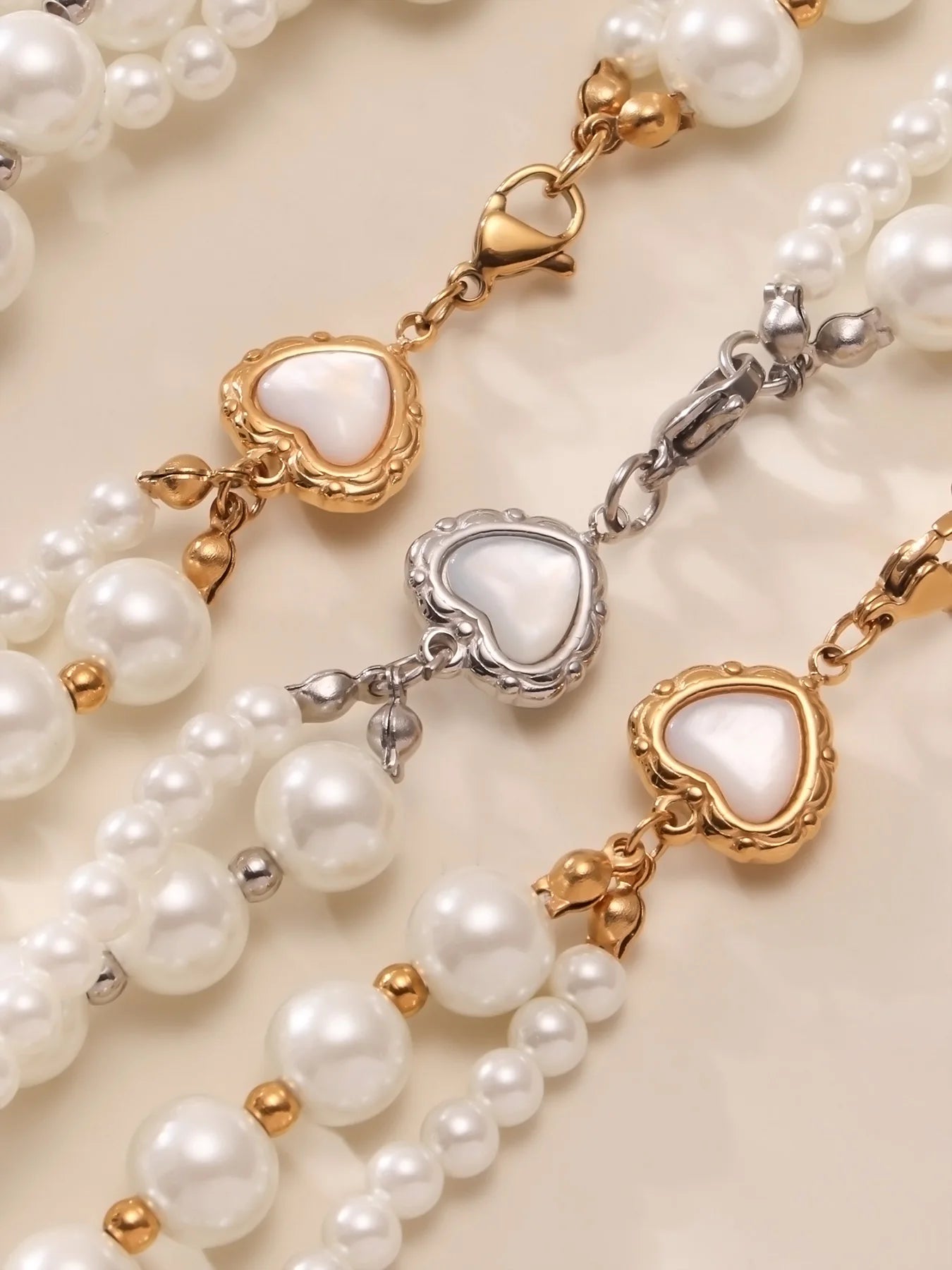 Soleil Set" 18K Gold-Plated Pearl Necklace & Bracelet