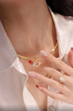 Bellux Pendant 925 Silver Plated 18K Gold Synthetic Zircon Gold Necklace White Diamond Pigeon Egg Choker