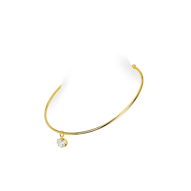 Bellux Pendant 925 Silver Plated 18K Gold Synthetic Zircon Gold Necklace White Diamond Pigeon Egg Choker