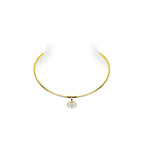 Bellux Pendant 925 Silver Plated 18K Gold Synthetic Zircon Gold Necklace White Diamond Pigeon Egg Choker