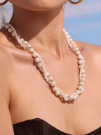 Soleil Set" 18K Gold-Plated Pearl Necklace & Bracelet