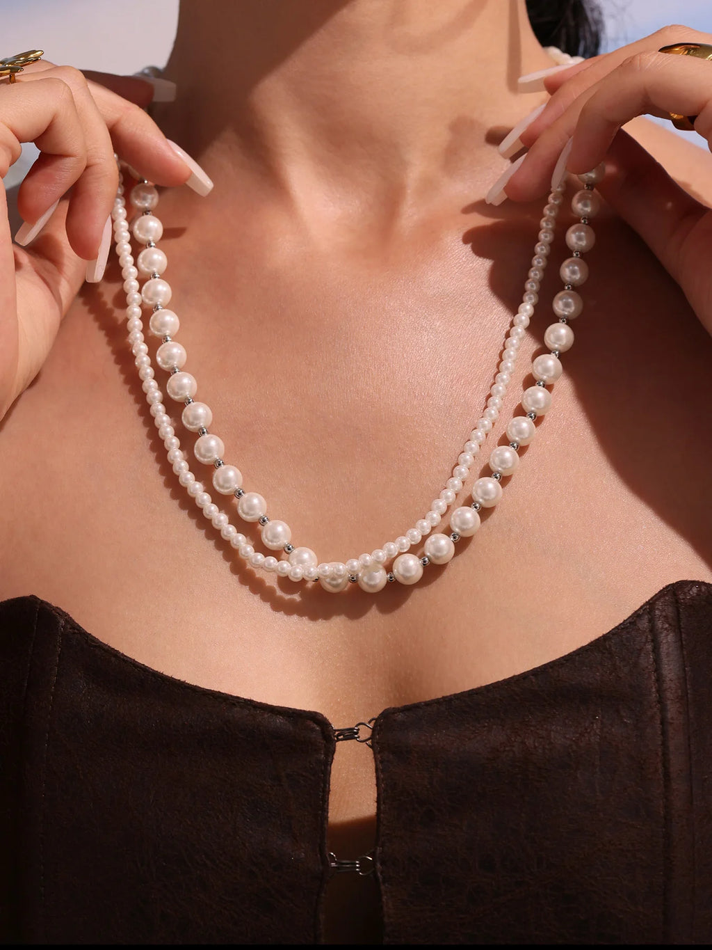 Soleil Set" 18K Gold-Plated Pearl Necklace & Bracelet