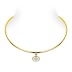 Bellux Pendant 925 Silver Plated 18K Gold Synthetic Zircon Gold Necklace White Diamond Pigeon Egg Choker