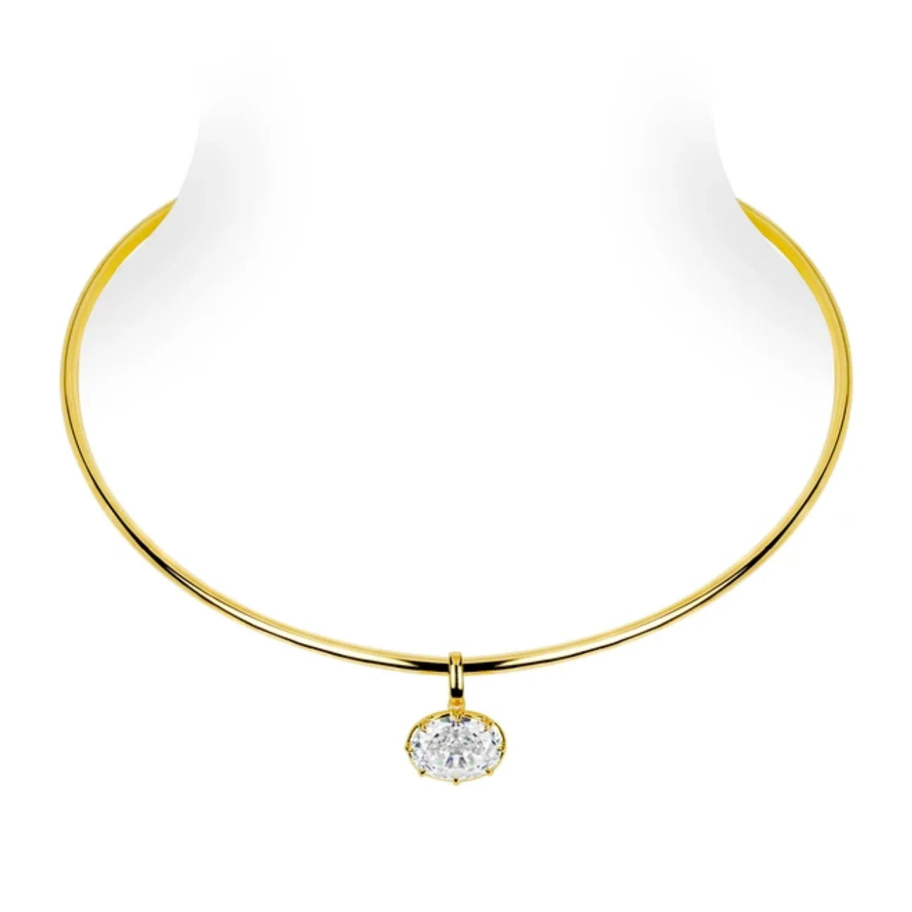 Bellux Pendant 925 Silver Plated 18K Gold Synthetic Zircon Gold Necklace White Diamond Pigeon Egg Choker