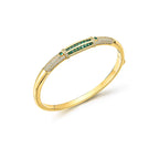 BELLUX New Arrival 925 Silver Gold Plated Synthetic Zircon Bangle Emerald Full Diamond Vintage Bracelet