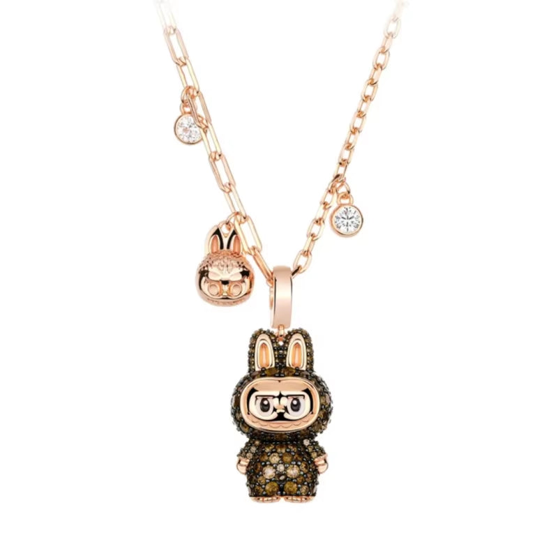 BELLUX New Design Pendant Chain 925 Silver Synthetic Zircon Chestnut Brown Rabbit Full Diamond Fashion Necklace