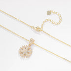 Custom Real 14K Solid Gold Snowflake Pendant Classic Women'S Jewelry Cubic Zircon Wedding Necklace Link Chain