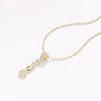 Popular Luxury Cubic Zirconia CZ 14K Solid Yellow Gold Drop Pendant Necklace for Women with 925 Silver Chain for Gift