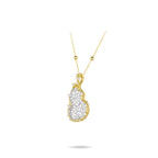 Bellux Pendant 925 Silver Gold-Plated Synthetic Zircon Gold Carved Pattern Full Diamond Hollow Gourd Women'S Necklace