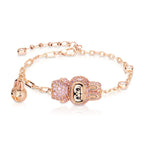 BELLUX New Design Chain 925 Silver Synthetic Zircon Strawberry Pink Rabbit Full Diamond Fashion Bracelet