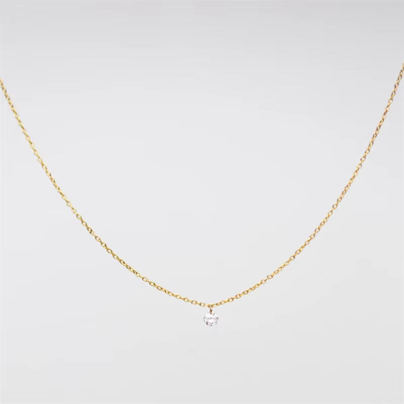 Real 14K Gold Filled Zircon Necklace Dainty Gold Choker Handmade Pendants Tarnish Resistant Necklace Boho Jewelry for Women