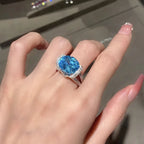 BELLUX 925 Silver Gold Plated Synthetic Zircon Ring Fine Jewelry Sapphire Shining Luxury Fashion Ring