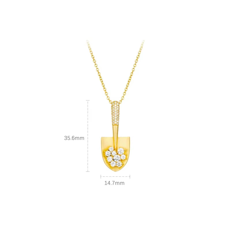 Bellux Pendant 925 Silver Synthetic Zircon Gold and Silver Colors Inlay Diamond Shovel Unique Design Necklace