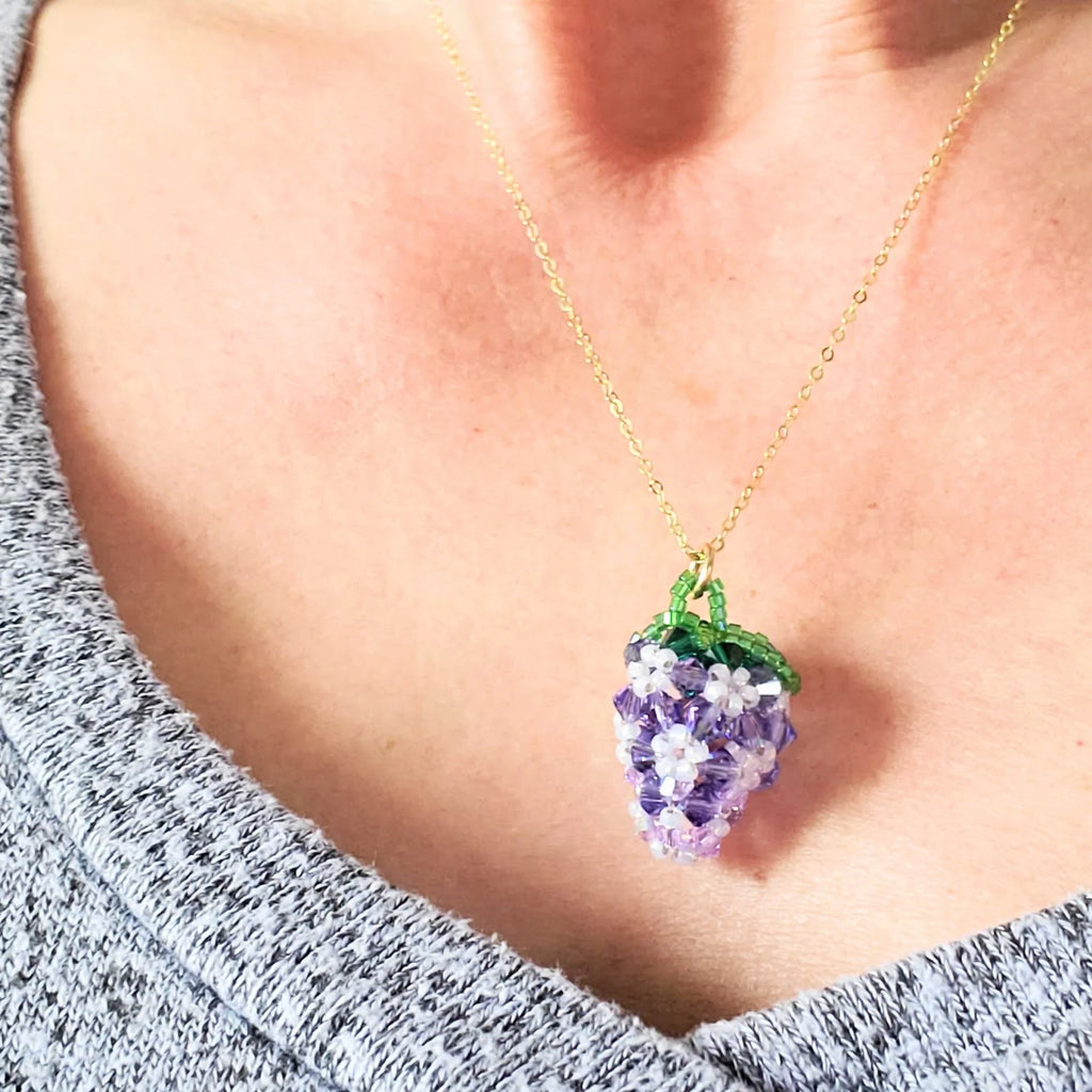 LIMITED EDITION 14 K Gold Filled Handmade Beaded Sparkly Swarovski Crystal Berry Necklaces